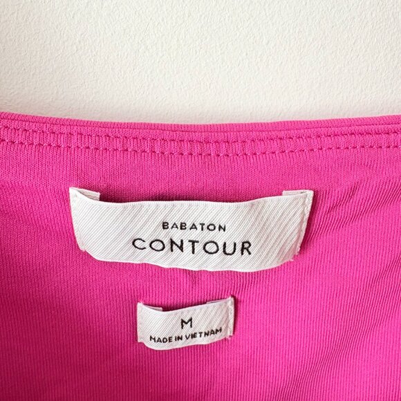 Aritzia Babaton Contour Squareneck Romper Magenta Pink Size Medium - Picture 4 of 5